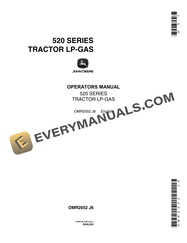 John Deere 520 SERIES Tractor Operator Manual OMR2052-1