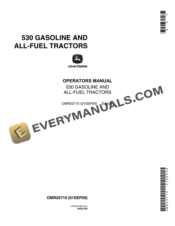 John Deere 530 Tractor Operator Manual OMR20710-1