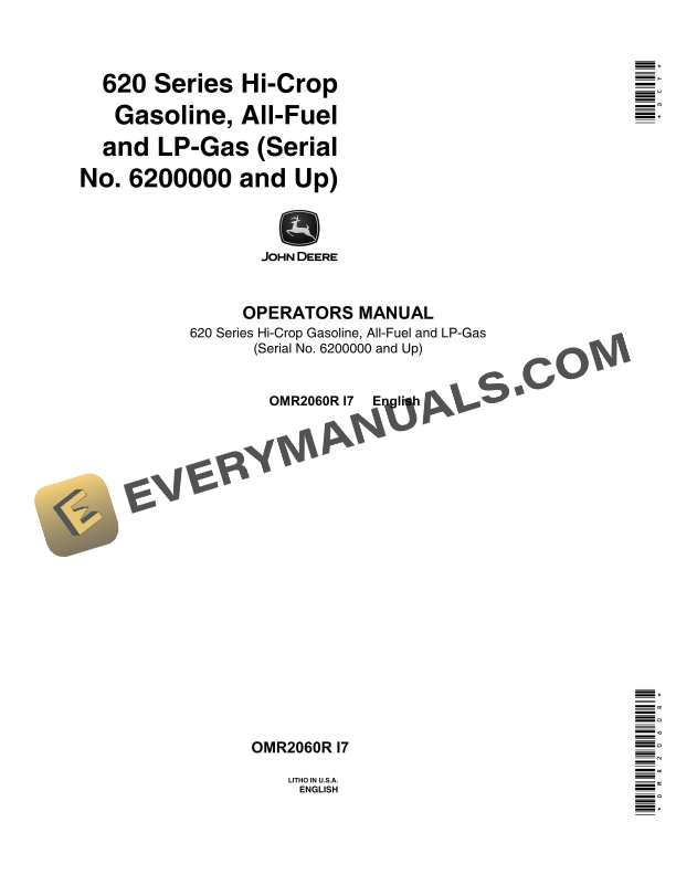 John Deere 620 Tractor Operator Manual OMR2060R-1