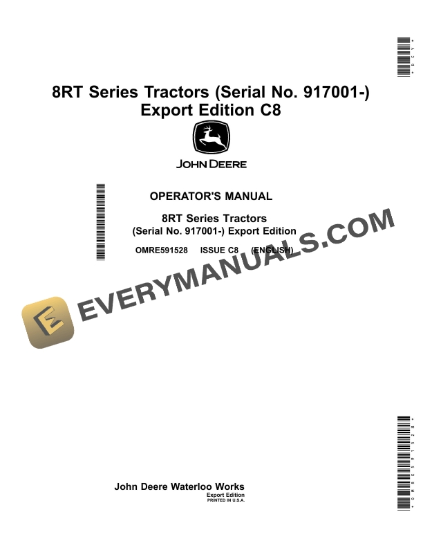John Deere 8rt Series Tractors Operator Manuals OMRE591528-1