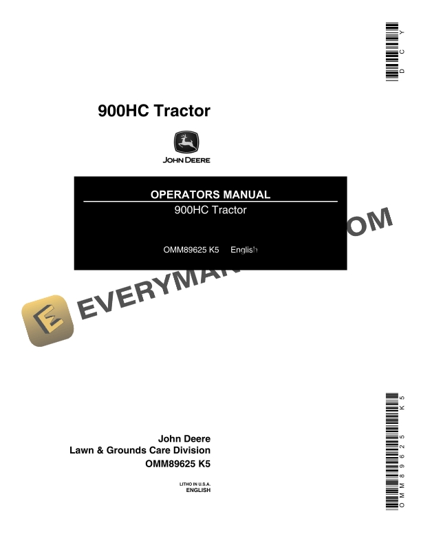 John Deere 900HC Tractor Operator Manual OMM89625 2 John Deere 900HC Tractor Operator Manual OMM89625-1