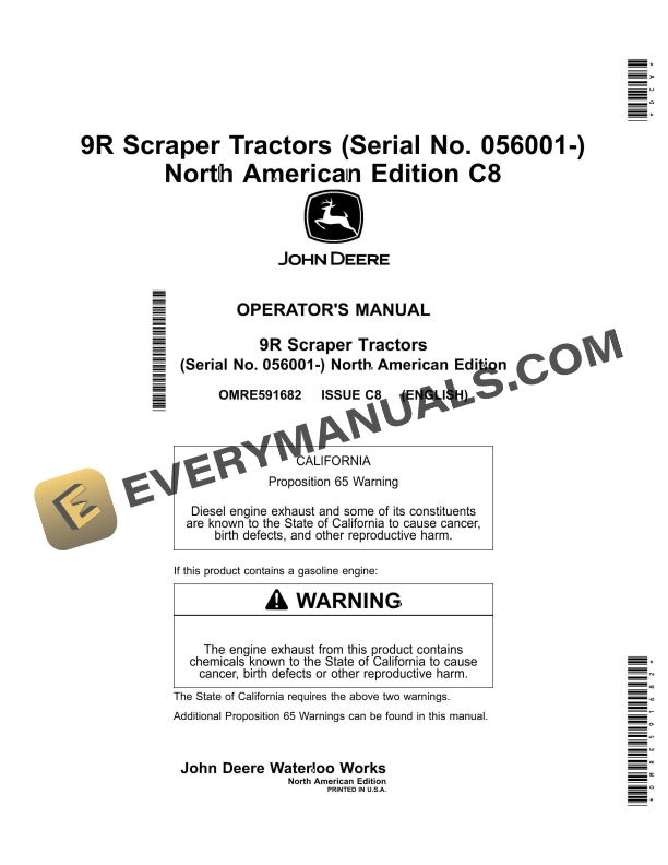 John Deere 9R Tractor Operator Manual OMRE591682-1