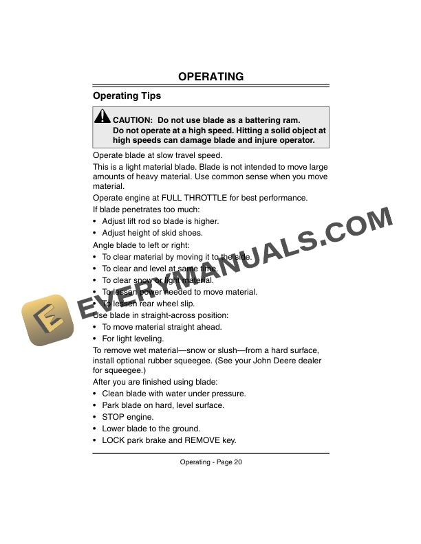 John Deere Front Blade For 100 Lx And Gt Series Tractors Operator Manuals 42 inch OMM136309 3