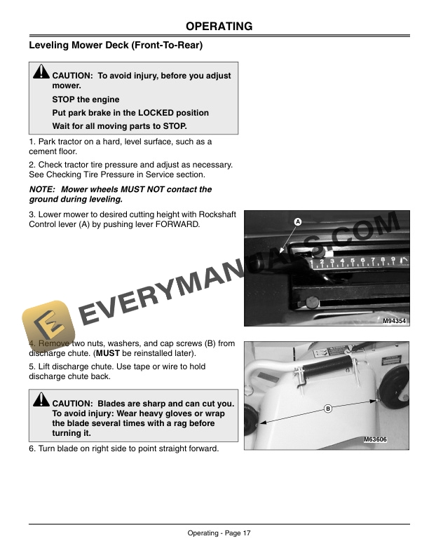 John Deere Mid mount Mower For 4500 4600 Compact Utility Tractors Operator Manuals Model 72 inch OMM136127 2