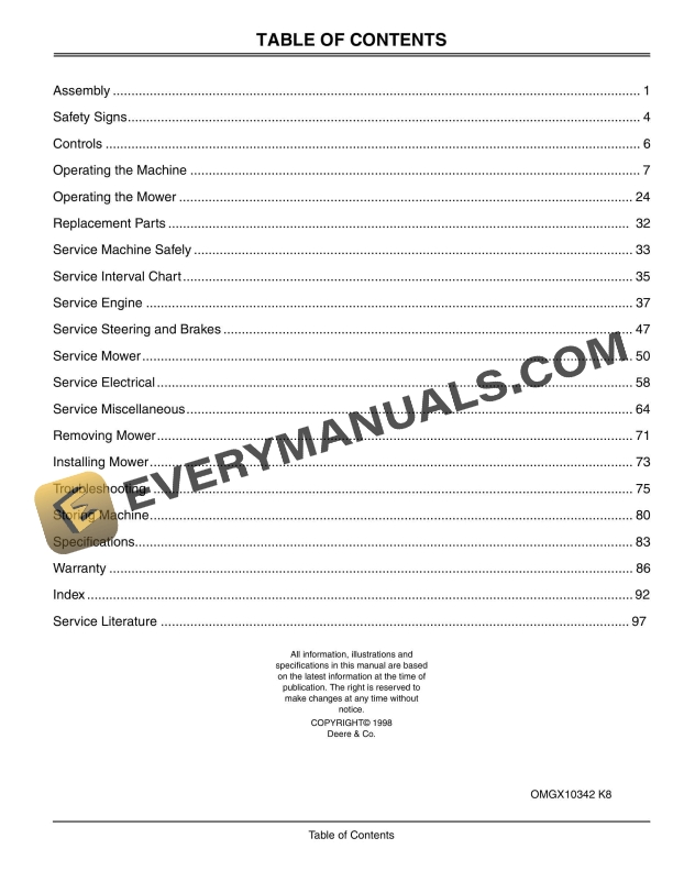 John Deere S1642 S1742 S2046 Scotts Lawn Tractror Operator Manual OMGX10342-1
