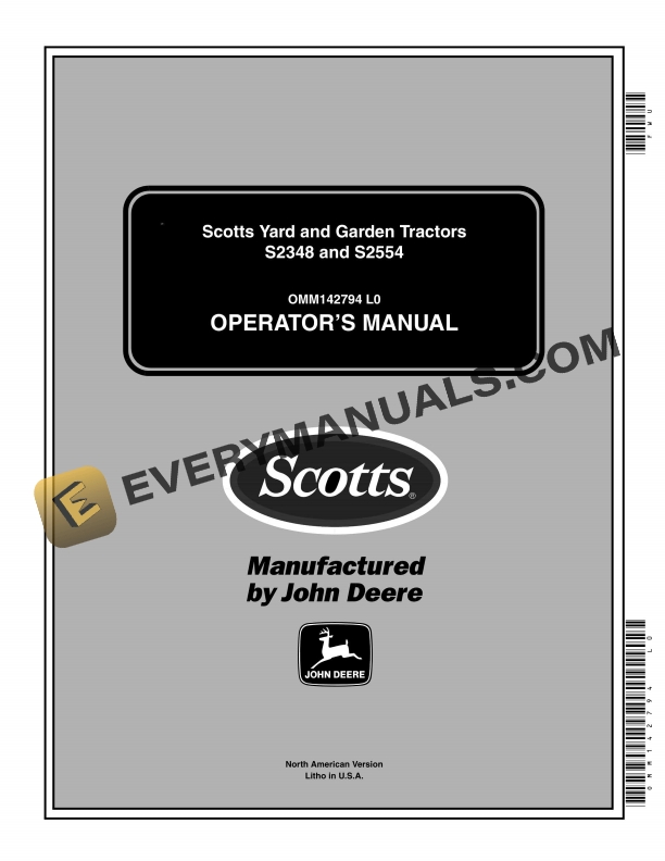 John Deere S2348 and S2554 Tractor Operator Manual OMM142794-1
