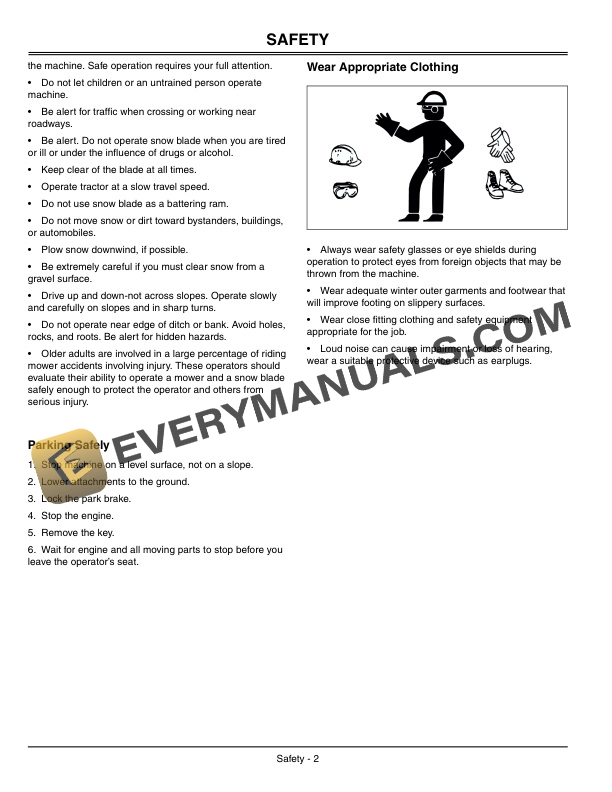 John Deere Snow Blade For Spin steer 44 inch Lawn Tractors Operator Manuals OMM146501 2