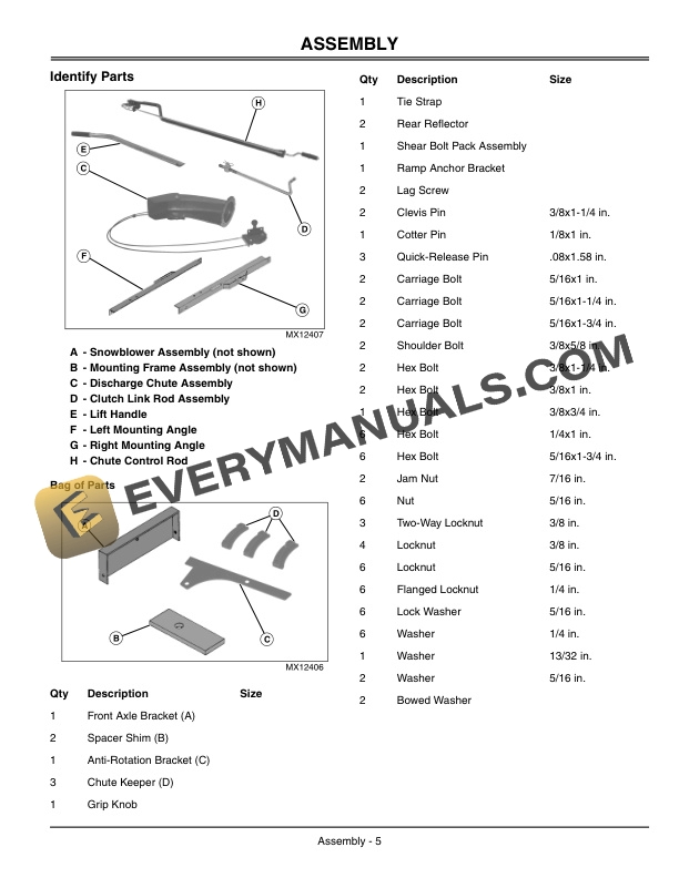 John Deere Snowblower For 42 inch Lawn Tractors Operator Manuals OMGX10988 2