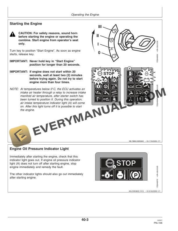 John Deere 1450 CWS Combine Operator Manual OMCQ72746 2