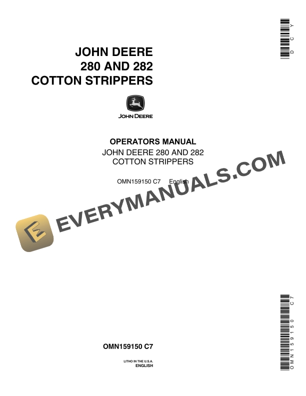 John Deere 280 and 282 Cotton Sripper Operator Manual OMN159150-1