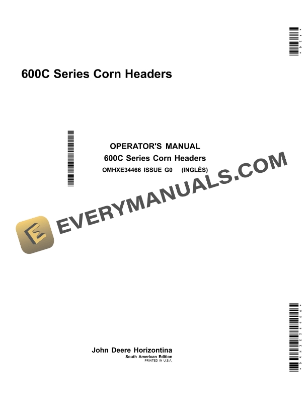 John Deere 600C Series Corn Heads Operator Manual OMHXE34466-1