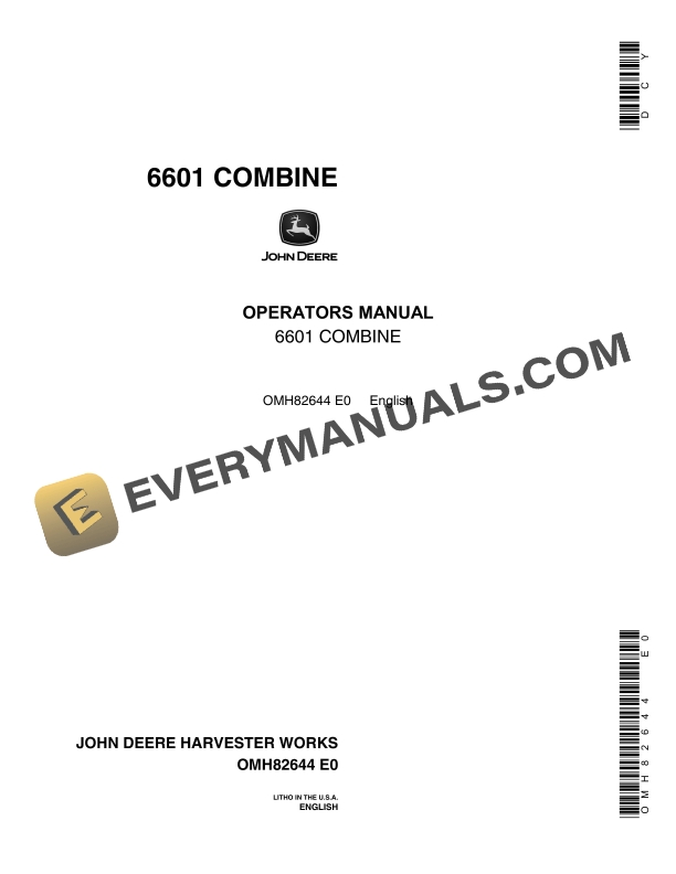 John Deere 6601 Combine Operator Manual OMH100680-1