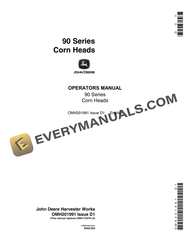 John Deere 90 Series Corn Heads Operator Manual OMH201991-1