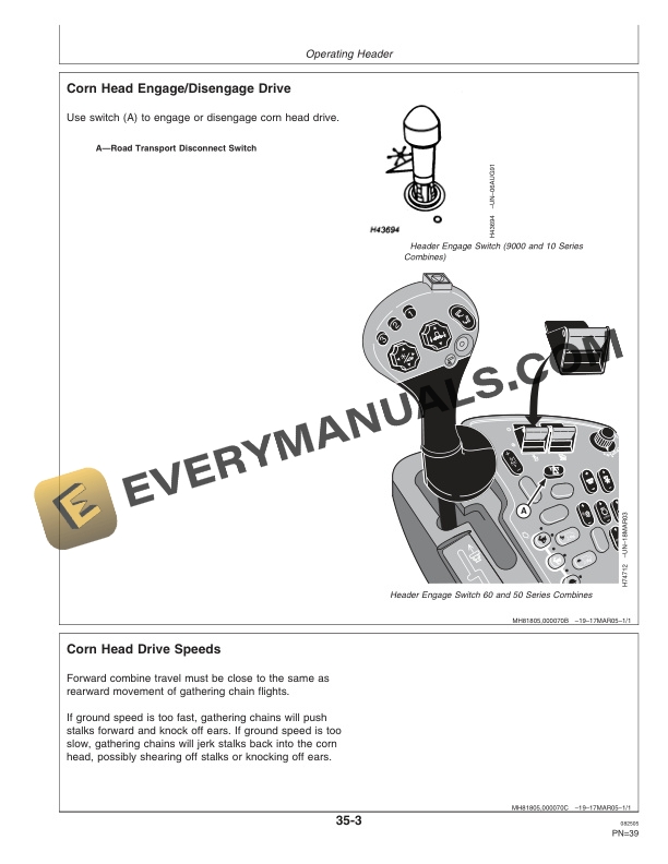 John Deere 90 Series Corn Heads Operator Manual OMH219354 2