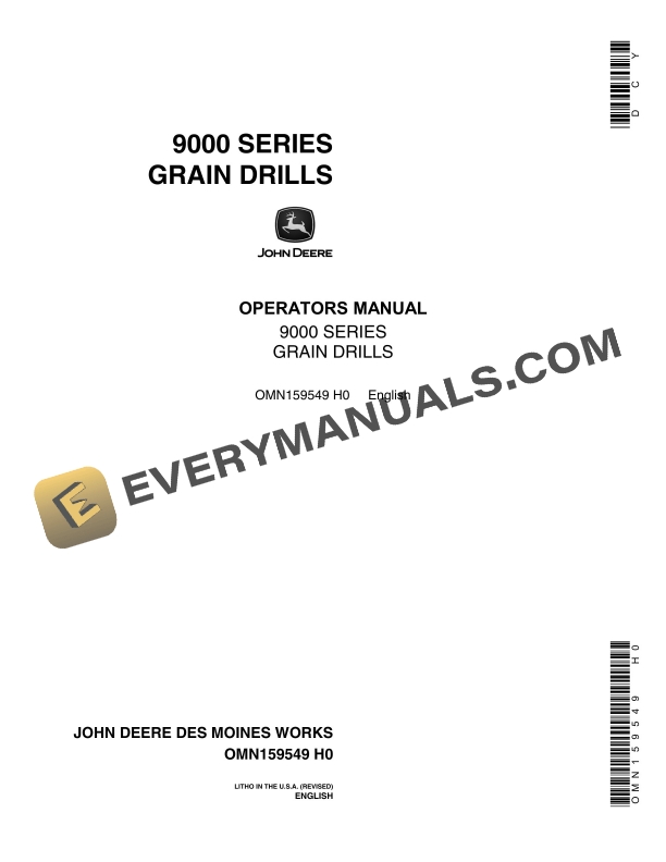 John Deere 9000 SERIES GRAIN DRILL Operator Manual OMN159549-1