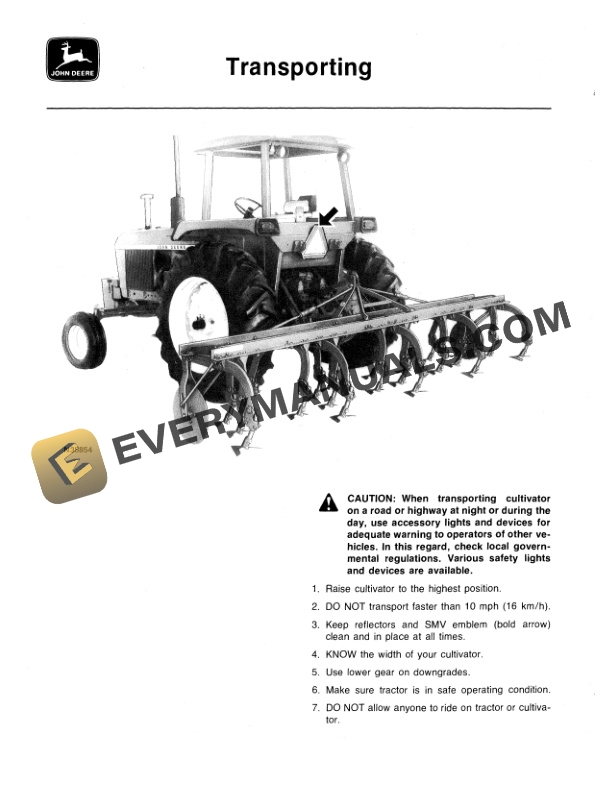 John Deere RA4 FOUR ROW REAR MOUNTED ROW CROP CULTIVATOR Operator Manual OMN159380 2