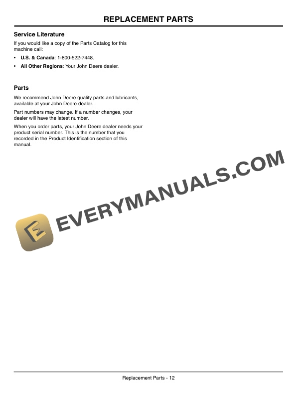 John Deere 10000 PTO Generator Operator Manual OMM147004-3