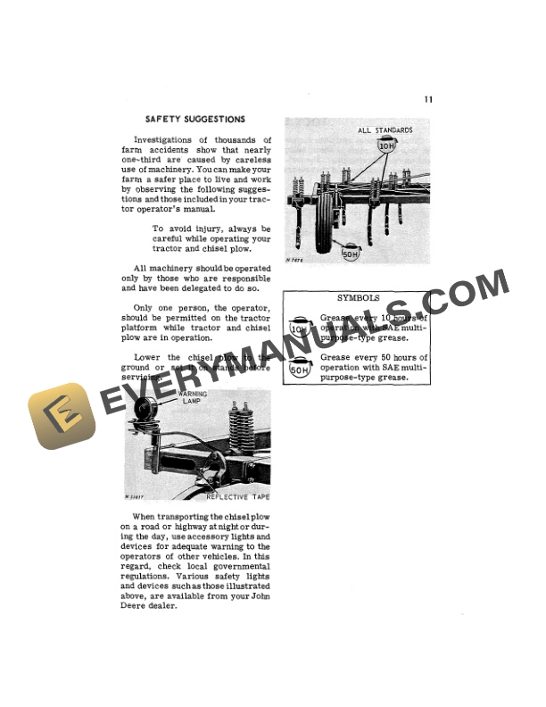 John Deere 1001 Series Integral Chisel Plow Operator Manual OMN159068-2