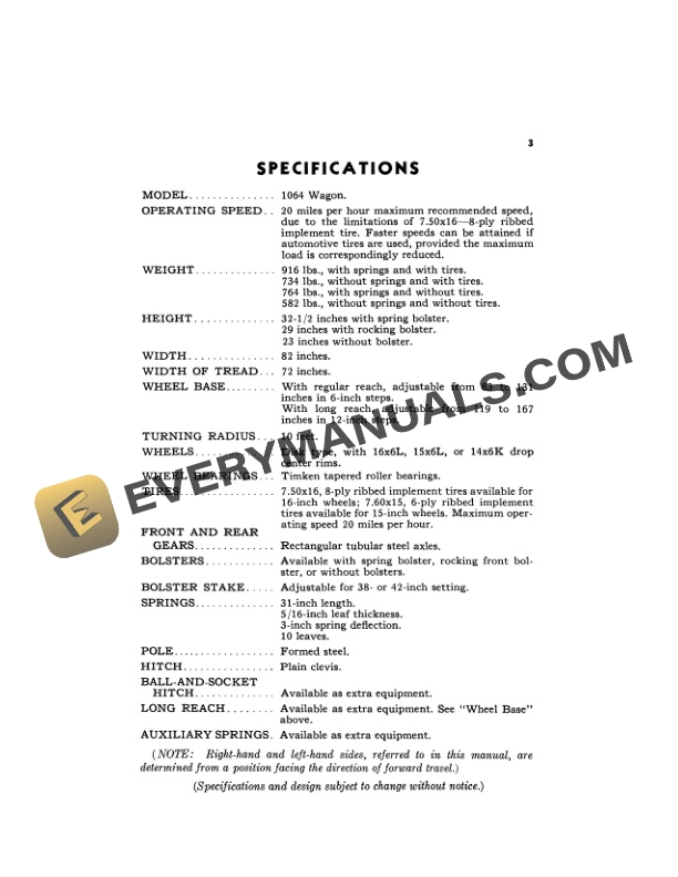 John Deere 1064 WAGON Operator Manual OMW12354-2