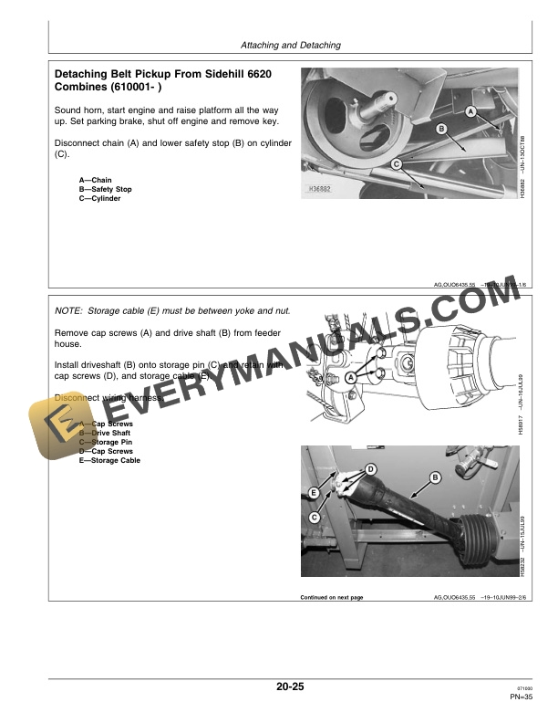 John Deere 110, 132, 154 In. Three-Roller Belt Pickup and 914 BP Pickup Platforms Operator Manual OMH175280-2