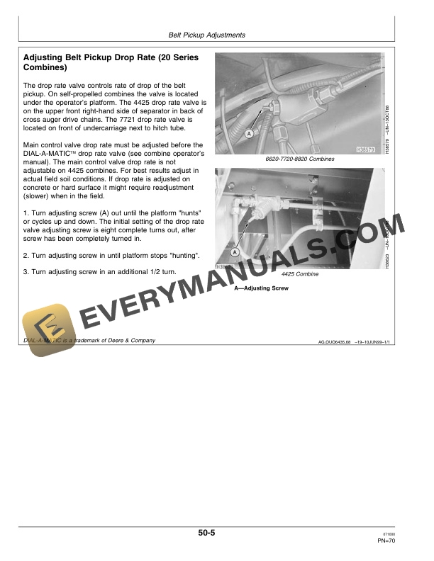 John Deere 110, 132, 154 In. Three-Roller Belt Pickup and 914 BP Pickup Platforms Operator Manual OMH175280-3