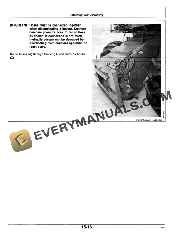 John Deere 110, 132, and 154 In. Three-Roller Belt Pickups and 912 and 914 Pickup Platform Operator Manual OMH144426-2