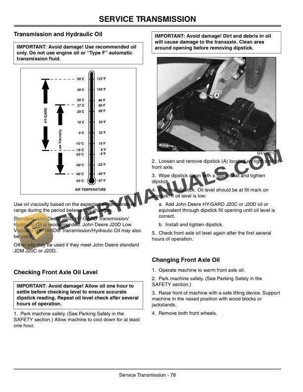 John Deere 110 Tractor Loader Backhoe Operator Manual OMLVU13606-3