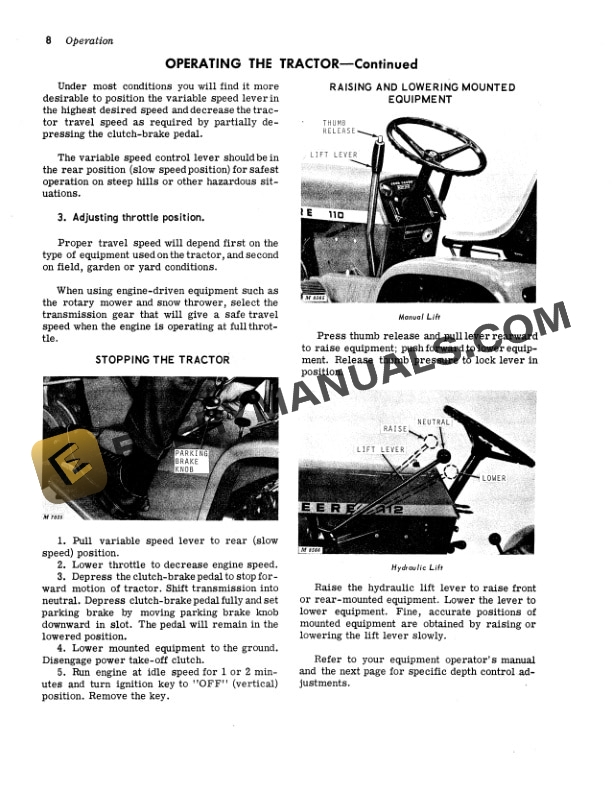 John Deere 110 and 112 Lawn and Garden Tractors Operator Manual OMM45427-2