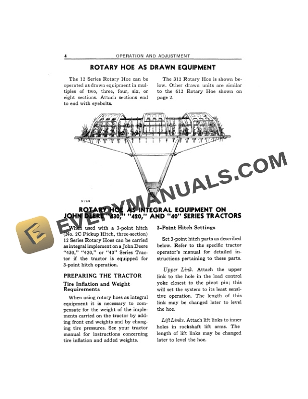 John Deere 12 SERIES ROTARY HOE Operator Manual OMN73959-2