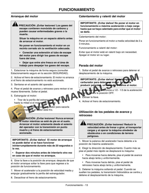 John Deere 1200 Hydro Bunker Rakes Operator Manual OMTCU19469-3