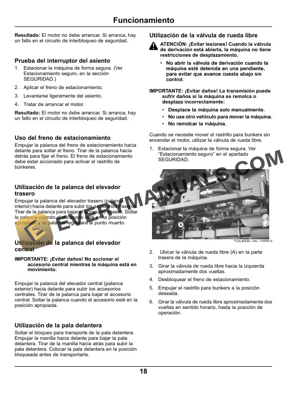 John Deere 1200 Hydro Bunker Rake Operator Manual OMUC12173 5 John Deere 1200 Hydro Bunker Rakes Operator Manual OMUC12173-3