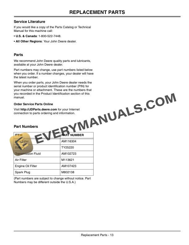 John Deere 1200A Bunker and Field Vehicle Operator Manual OMMT2178 2 John Deere 1200A Bunker and Field Vehicle Operator Manual OMMT2178-2