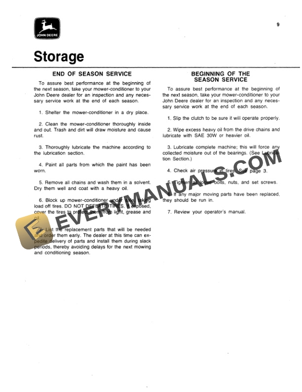 John Deere 1209 MOWER CONDITIONER Operator Manual OME58500 2
