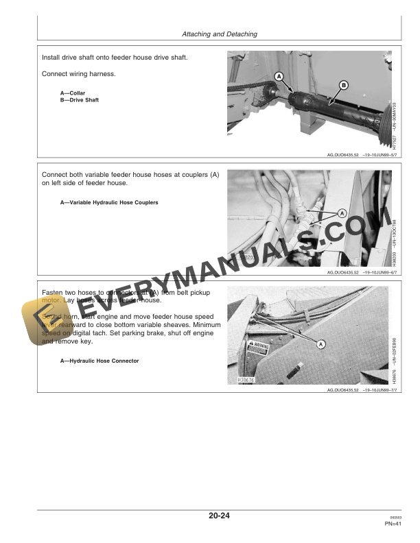 John Deere 132, 154 In. Three-Roller Belt Pickup and 914 P Pickup Platforms Operator Manual OMH208511-2
