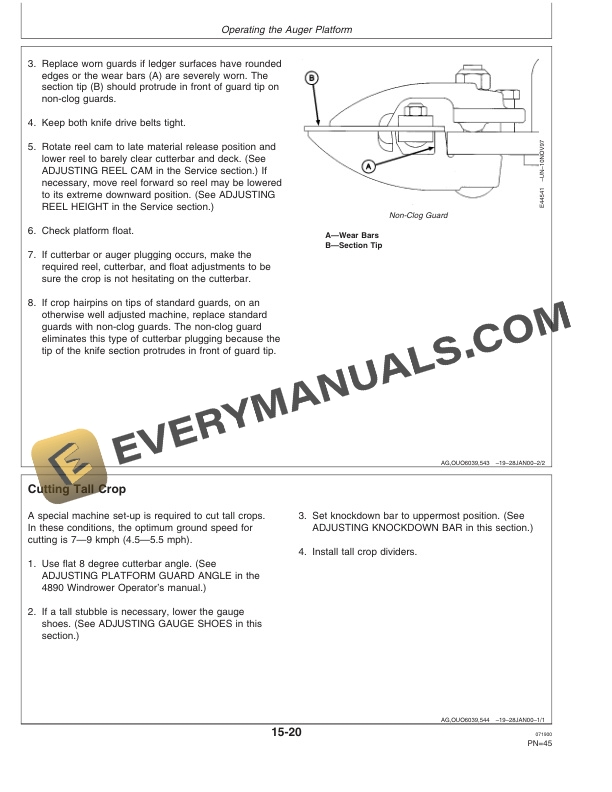 John Deere 14 Foot Narrow, 14 Foot Wide, 16 Foot 890 Specialty Crop Auger Platform Operator Manual OME98008 4 John Deere 14 Foot Narrow 14 Foot Wide 16 Foot 890 Specialty Crop Auger Platform Operator Manual OME98008-2