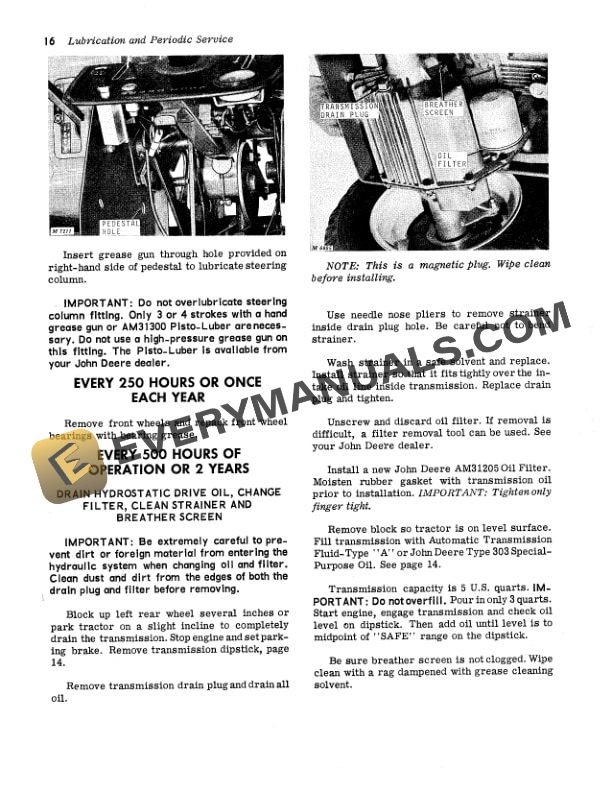 John Deere 140 Hydrostatic Tractor Operator Manual OMM44448-3