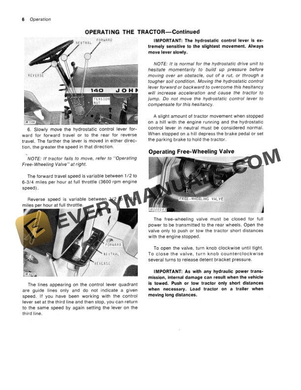 John Deere 140 Hydrostatic Tractor Operator Manual OMM46182-2