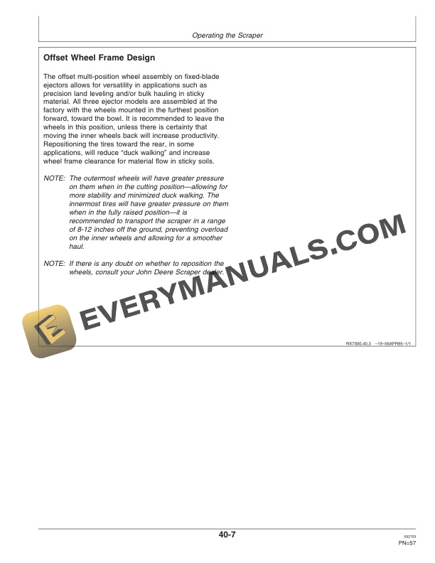 John Deere 1412E, 1810E, and the 1814E Ejector Scraper Operator Manual OMCM2010-3