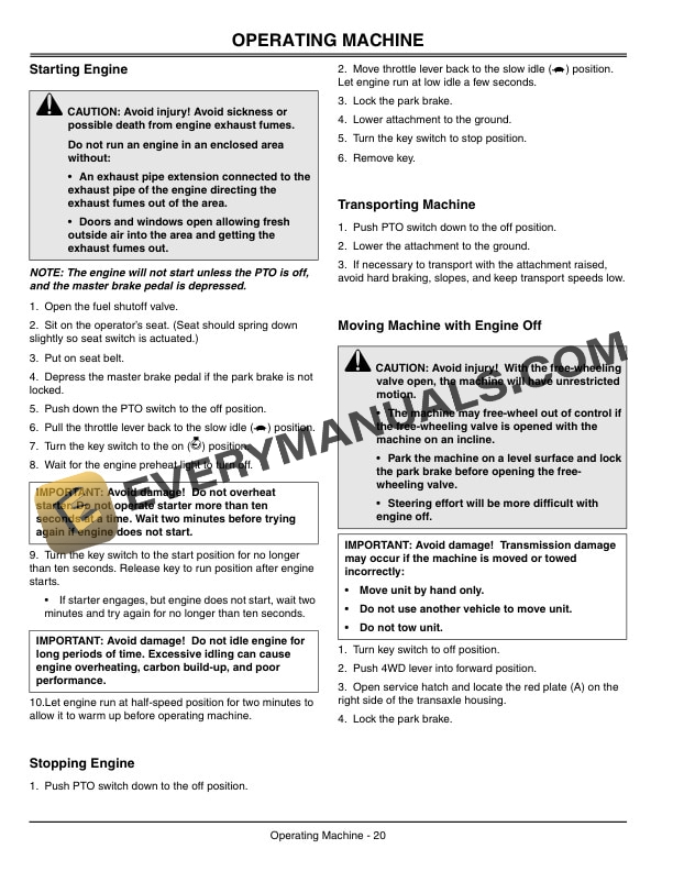John Deere 1435, 1445 Front Mower Operator Manual OMTCU13566-2