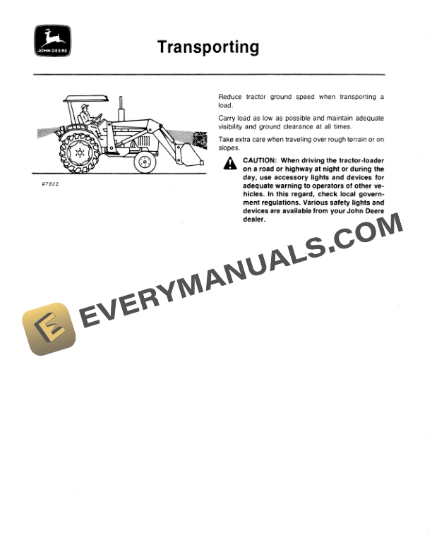 John Deere 145 FARM LOADERS Operator Manual OMW21474-2