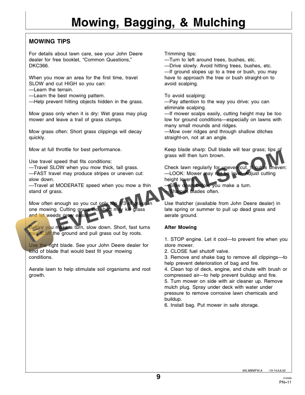 John Deere 14PT and 14ST 21 Inch Tricycler Walk Behind Rotary Mowers Operator Manual OMM118181 2