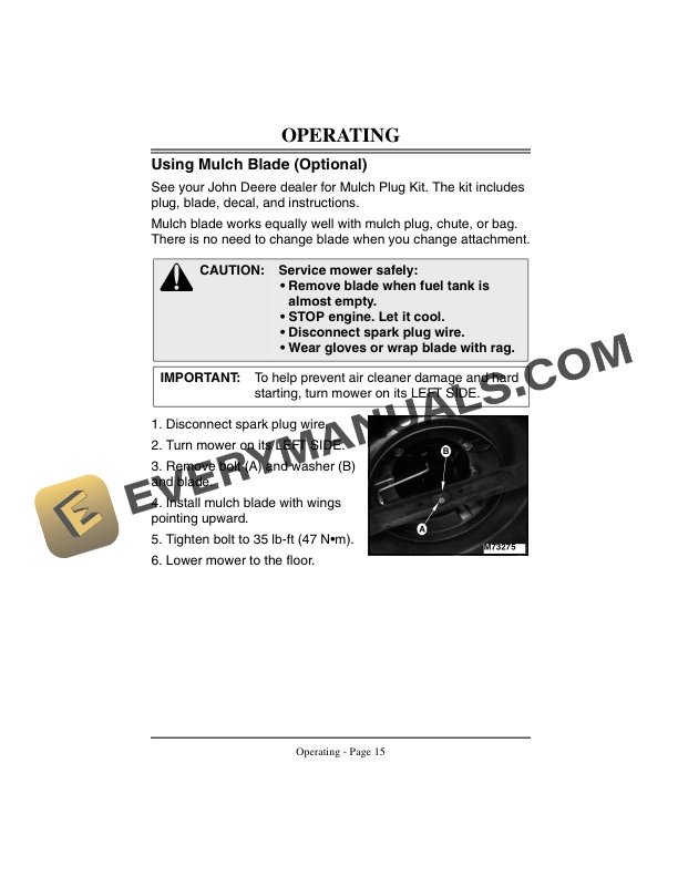John Deere 14PZ and 14SZ 21 Inch Walk Behind Rotary Mowers Operator Manual OMM121564 2