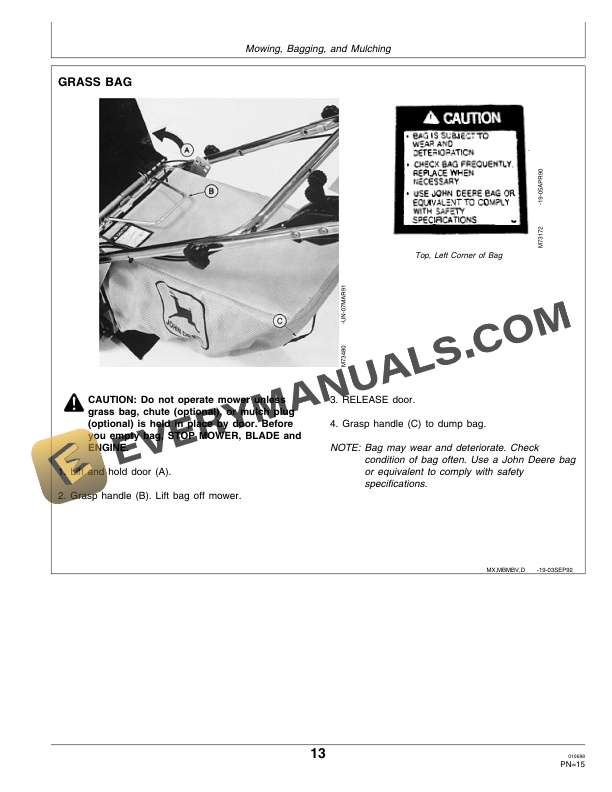 John Deere 14SB and 14SE 21 Inch Walk Behind Rotary Mowers Operator Manual OMM118170 2