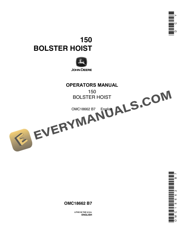 John Deere 150 BOLSTER HOIST Operator Manual OMC18662-1