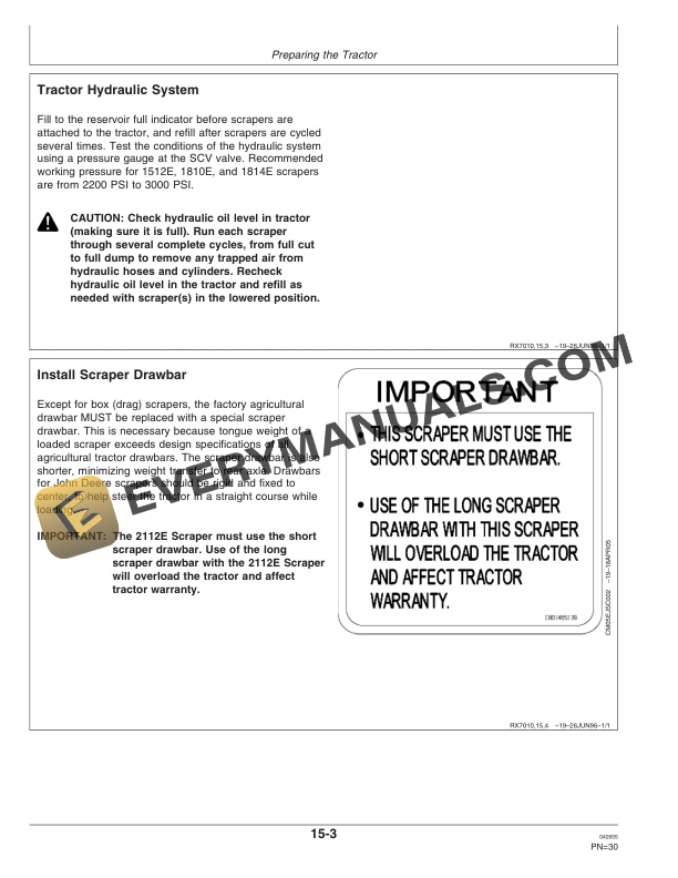 John Deere 1512E 1810E 1814E and the 2112E Ejector Scraper Operator Manual OMCM2030 2