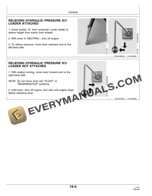 John Deere 158 Farm Loader Operator Manual OMW37998 2