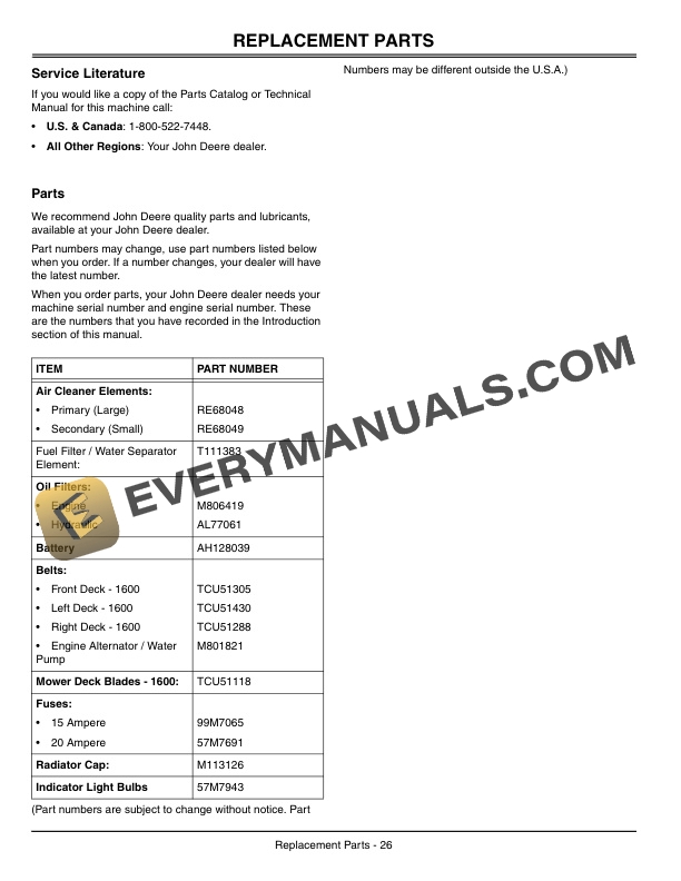 John Deere 1600 1620 Wide Area Mower Operator Manual OMTCU14531E 2