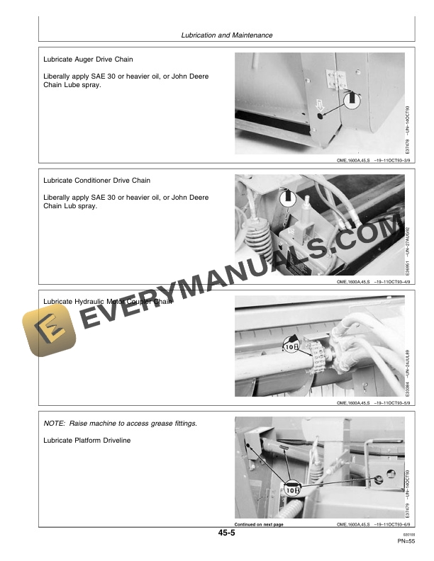 John Deere 1600A Mower Conditioner Operator Manual OME97325 2