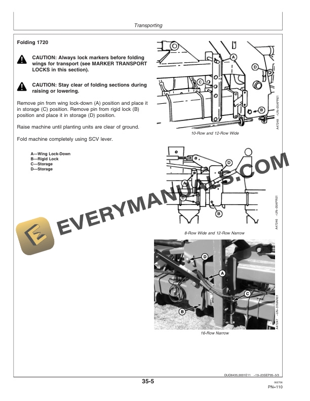 John Deere 1700 1710 1720 1730 Integral Planter Operator Manual OMA84607 2