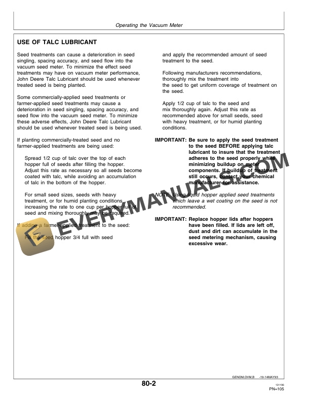John Deere 1750 MaxEmerge Plus Drawn Standard 4 Operator Manual OMA56572 2